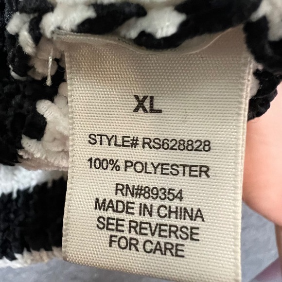 No Comment Womens Pullover‎ Knit Sweater XL Black White Striped Quarter Zip - Picture 5 of 6